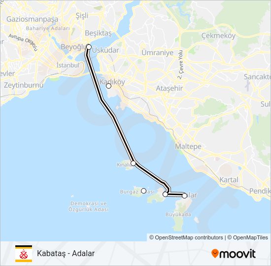 KABATAŞ - ADALAR vapur Hattı Haritası