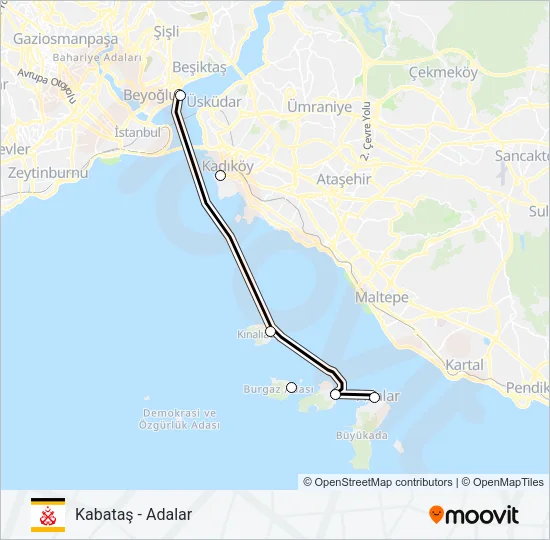 KABATAŞ - ADALAR Ferry Line Map