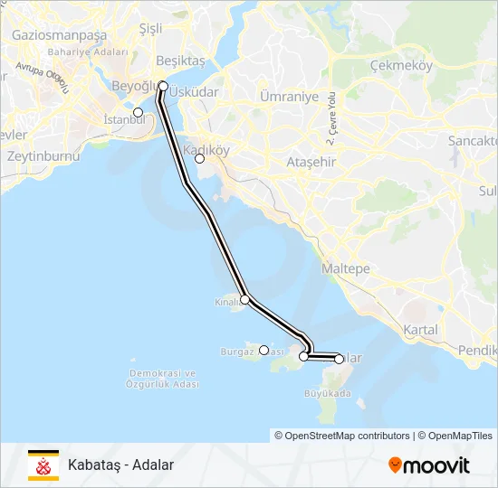 KABATAŞ - ADALAR Ferry Line Map