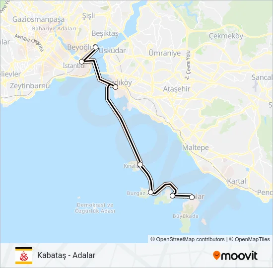 KABATAŞ - ADALAR Ferry Line Map