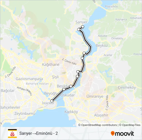 RUMELIKAVAĞI - EMINÖNÜ Ferry Line Map