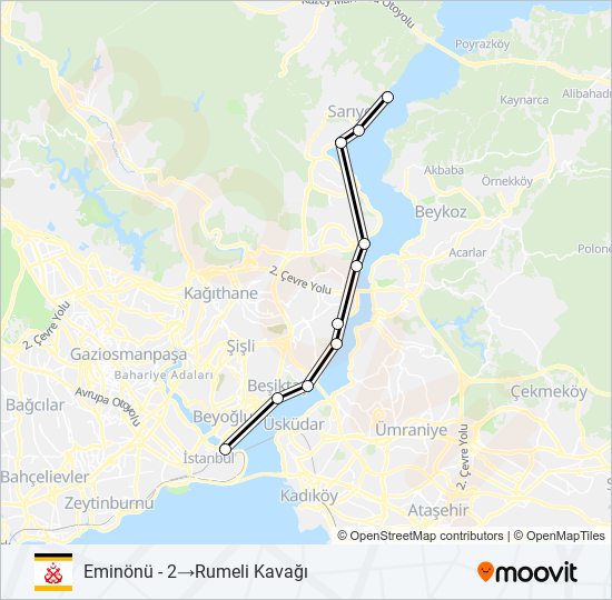 RUMELIKAVAĞI - EMINÖNÜ ferry Line Map