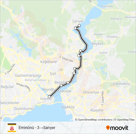 RUMELIKAVAĞI - EMINÖNÜ Ferry Line Map