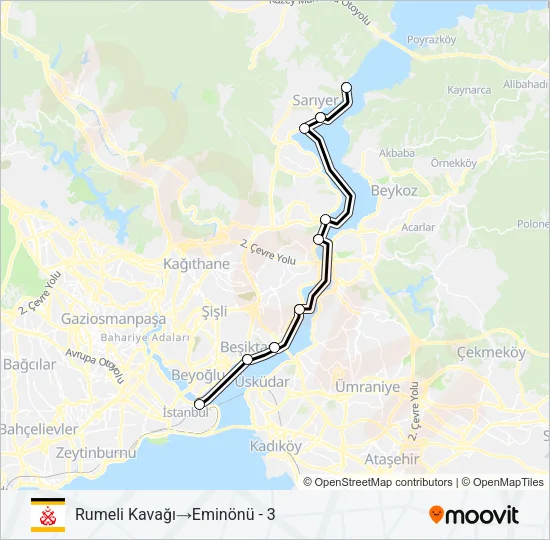 RUMELIKAVAĞI - EMINÖNÜ Ferry Line Map