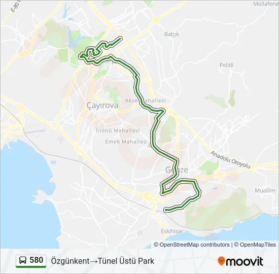 580 Bus Line Map