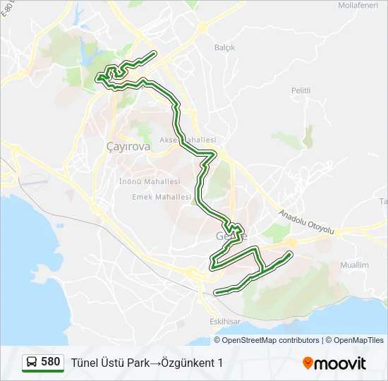 580 Bus Line Map