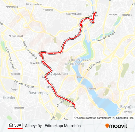 50A Bus Line Map