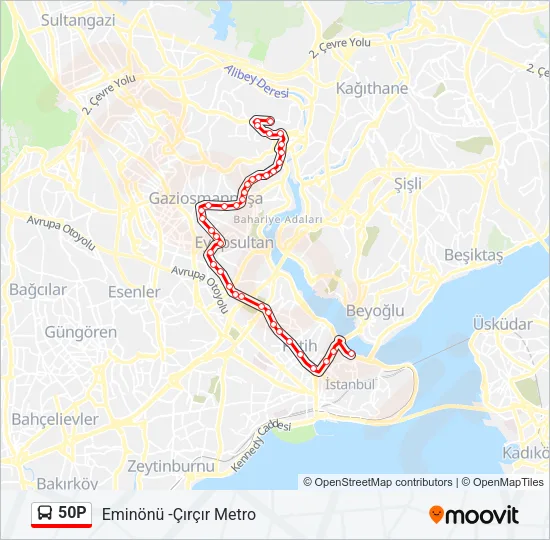 50P Bus Line Map