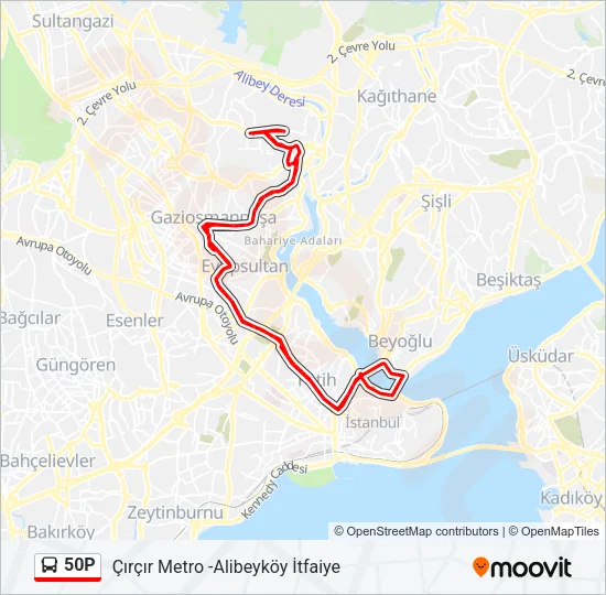 50P Bus Line Map
