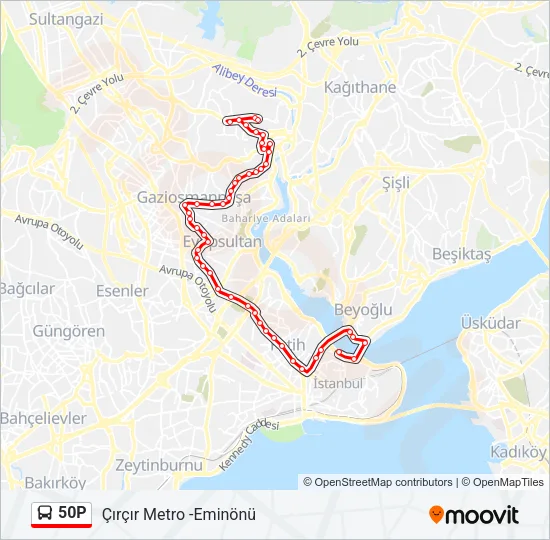 50P Bus Line Map