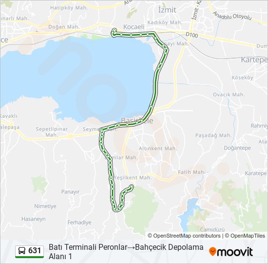 631 otobüs Hattı Haritası