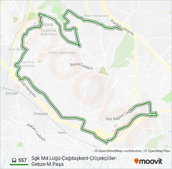 557 Bus Line Map