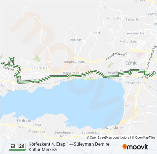 126 otobüs Hattı Haritası