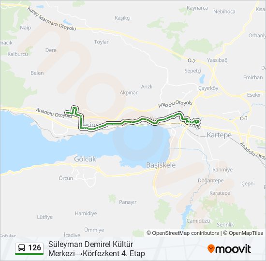 126 otobüs Hattı Haritası