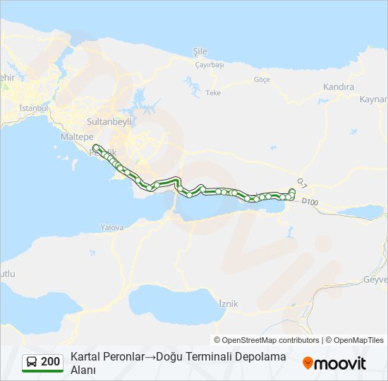 200 otobüs Hattı Haritası