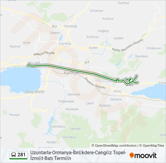 281 bus Line Map