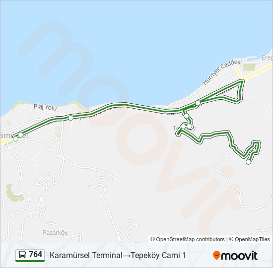 764 bus Line Map