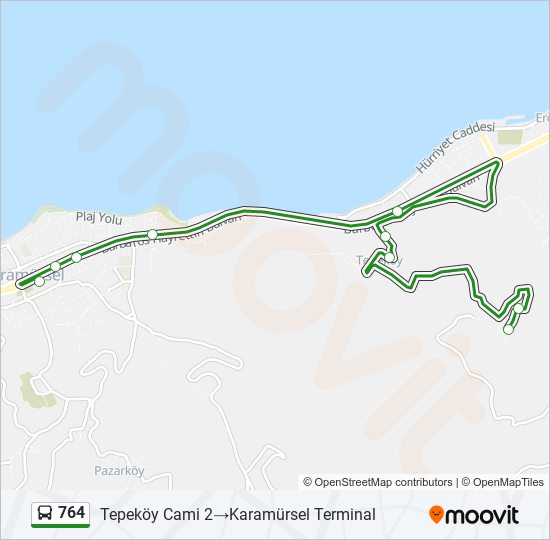 764 bus Line Map