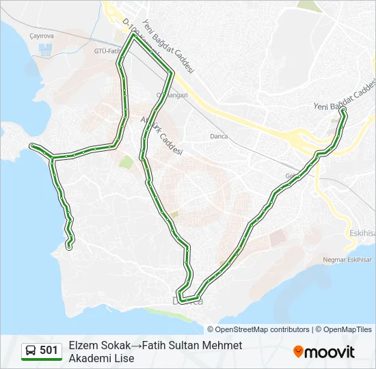 501 Bus Line Map