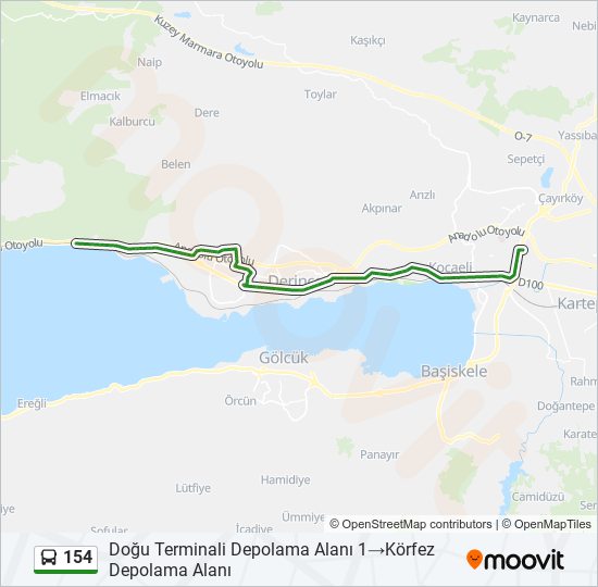 154 otobüs Hattı Haritası