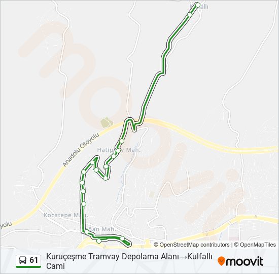 61 otobüs Hattı Haritası