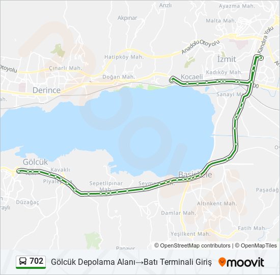 702 otobüs Hattı Haritası