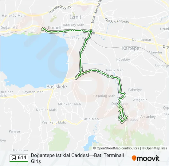 614 Bus Line Map