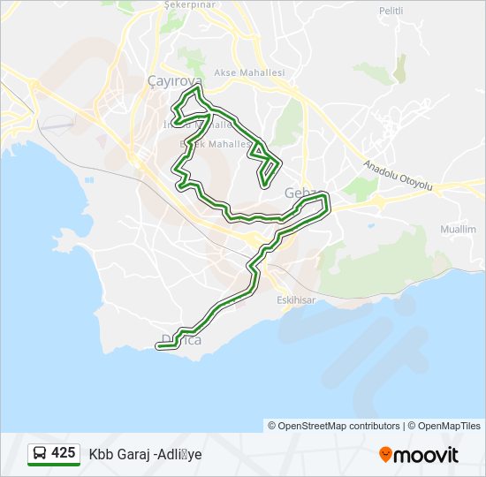 425 otobüs Hattı Haritası