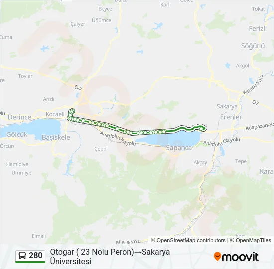 280 Bus Line Map