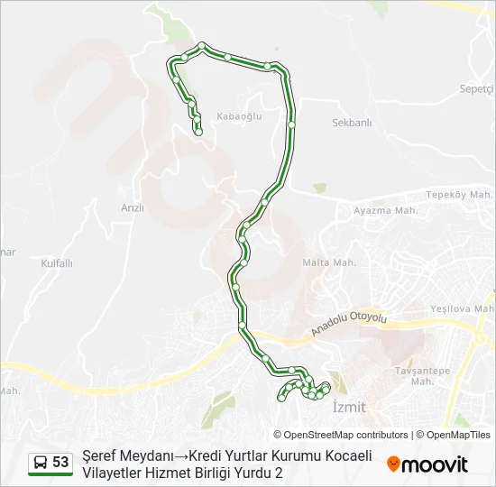 53 Bus Line Map
