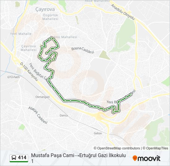 414 otobüs Hattı Haritası