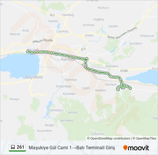 261 otobüs Hattı Haritası