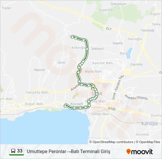 33 Bus Line Map