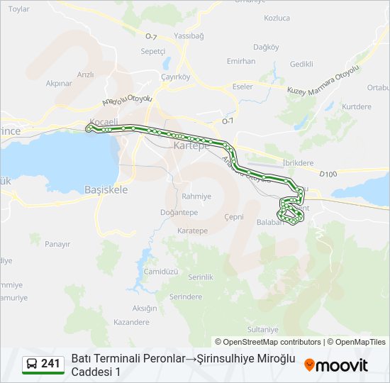 241 otobüs Hattı Haritası