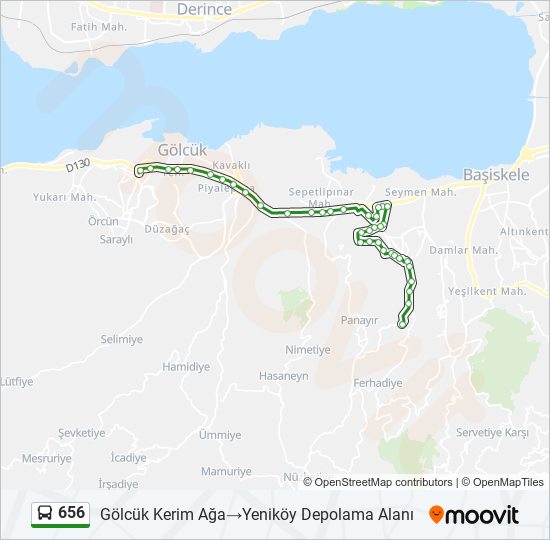 656 otobüs Hattı Haritası