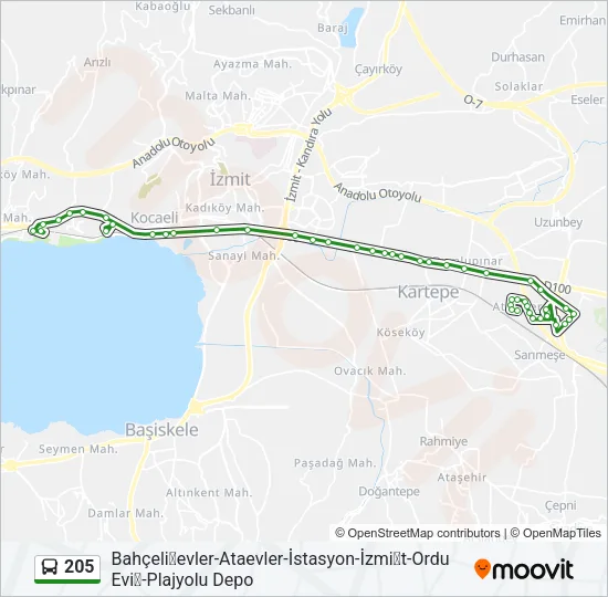 205 Bus Line Map