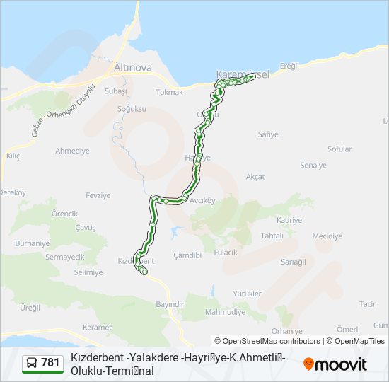 781 otobüs Hattı Haritası