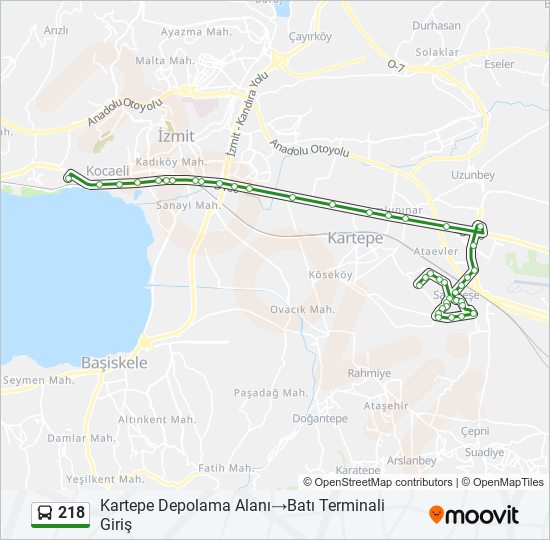 218 bus Line Map