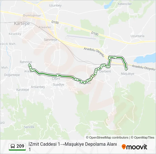 209 Bus Line Map