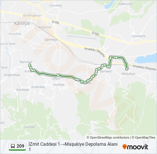 209 bus Line Map