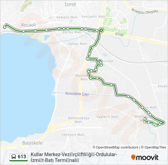 613 Bus Line Map