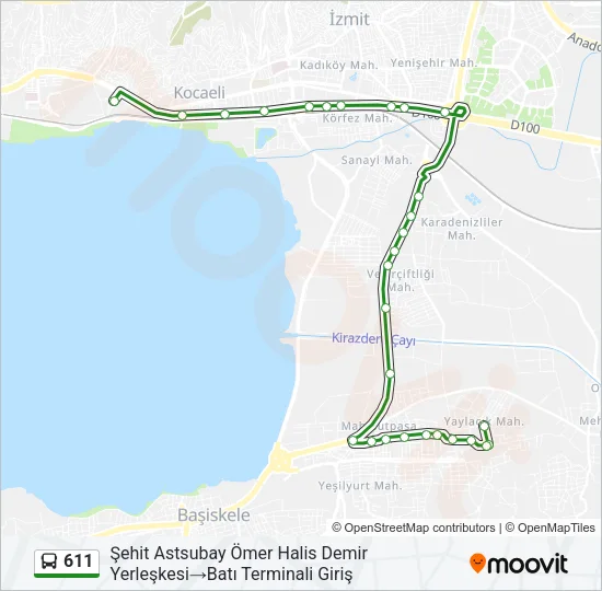611 Bus Line Map