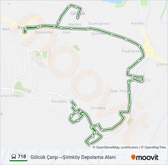 718 otobüs Hattı Haritası