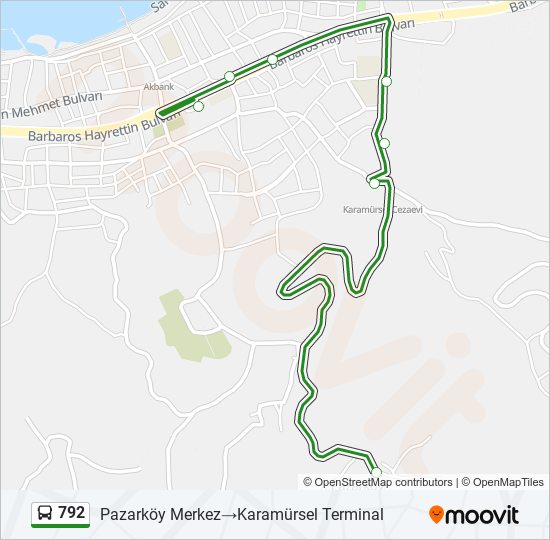 792 otobüs Hattı Haritası