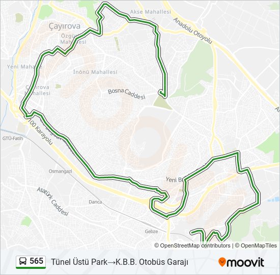 565 otobüs Hattı Haritası