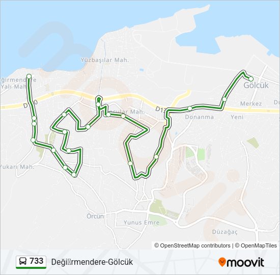 733 Bus Line Map