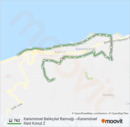 762 otobüs Hattı Haritası