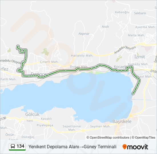 134 bus Line Map