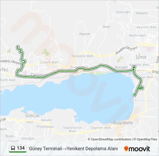 134 Bus Line Map