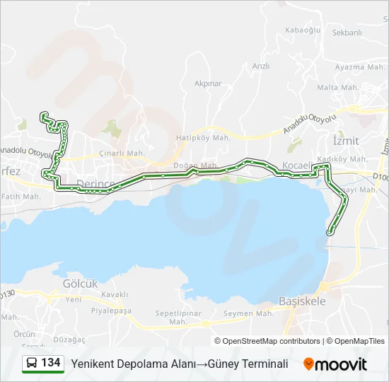 134 Bus Line Map